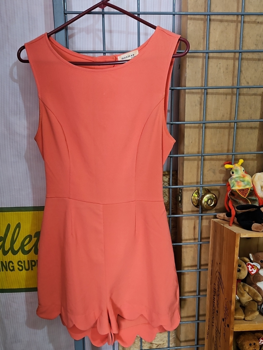 Monteau Coral-Orange Sleeveless Romper